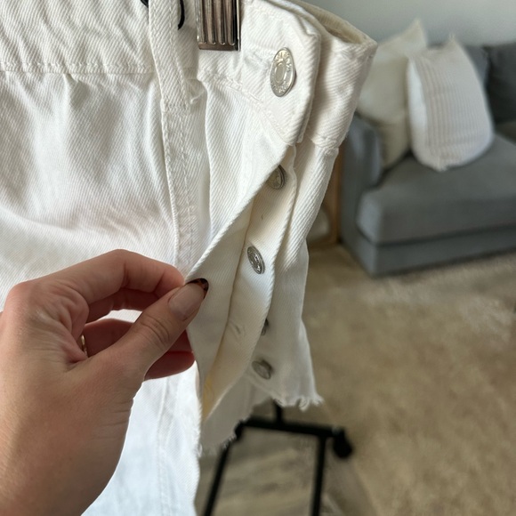 NWT Zara White Denim Button Strapless Top - Picture 5 of 8